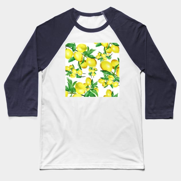 lemon pattern art Baseball T-Shirt by colorandcolor